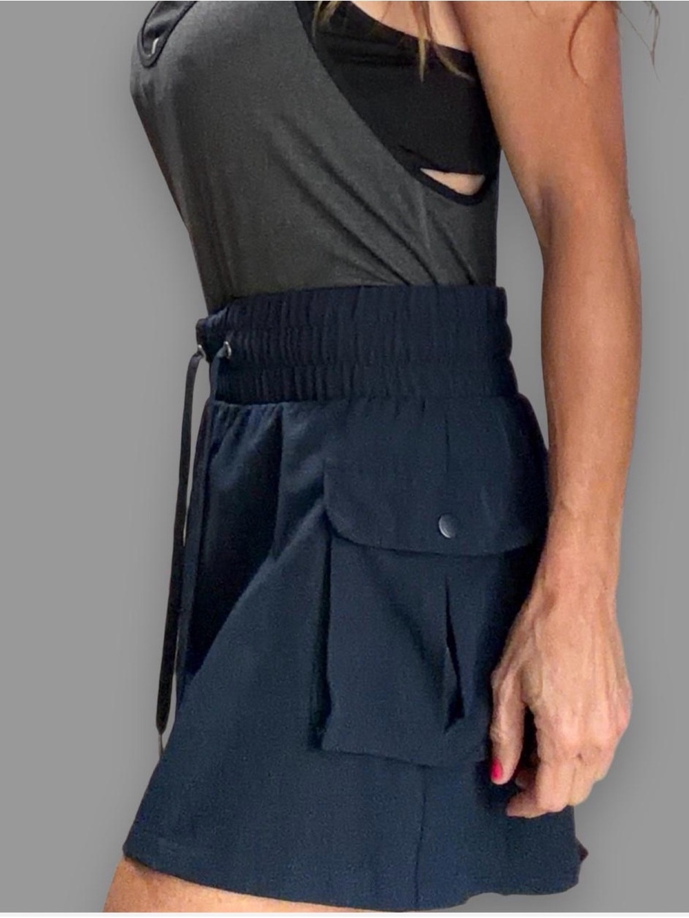 Womens Navy blue cargo Skort Size S Pockets Stretch Short Drawstring Tennis Golf